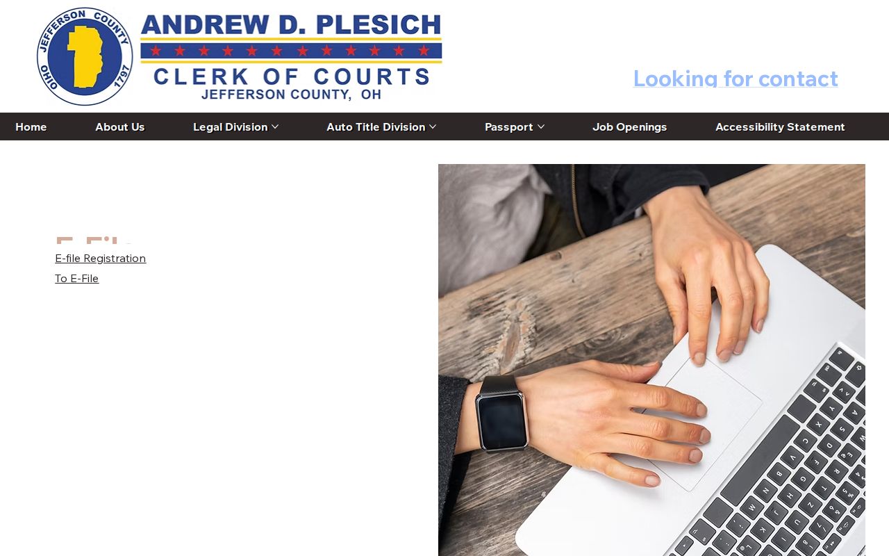 Jefferson County civil docket e-file registration page