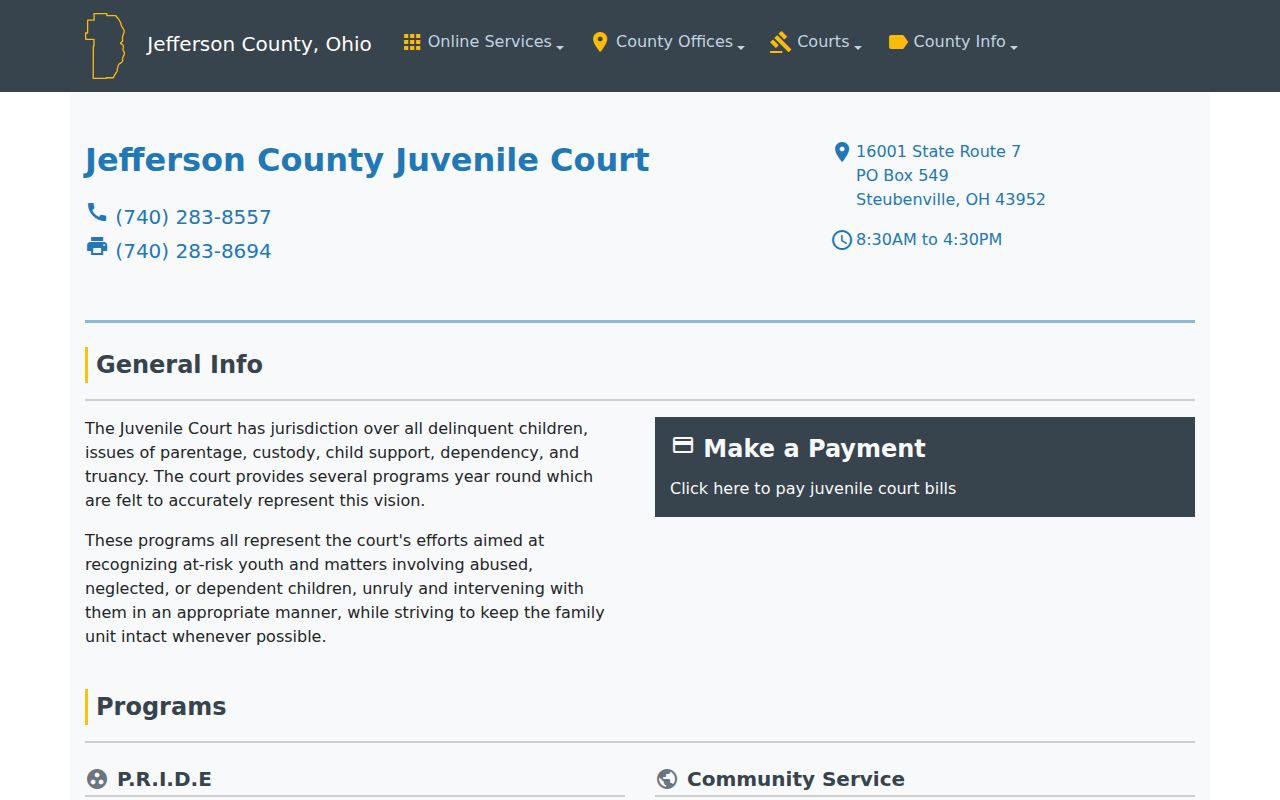 Jefferson County court calendar Juvenile Court contact source