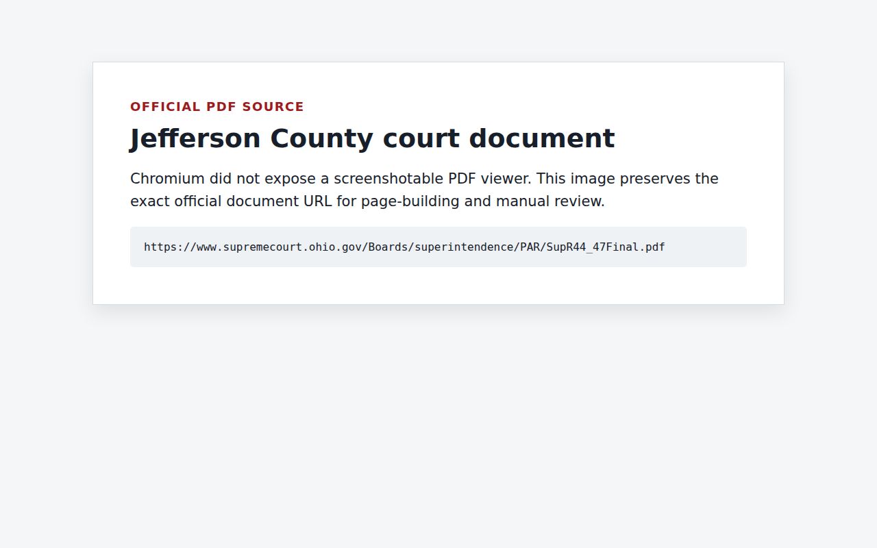 Jefferson County court records Ohio public access rules source