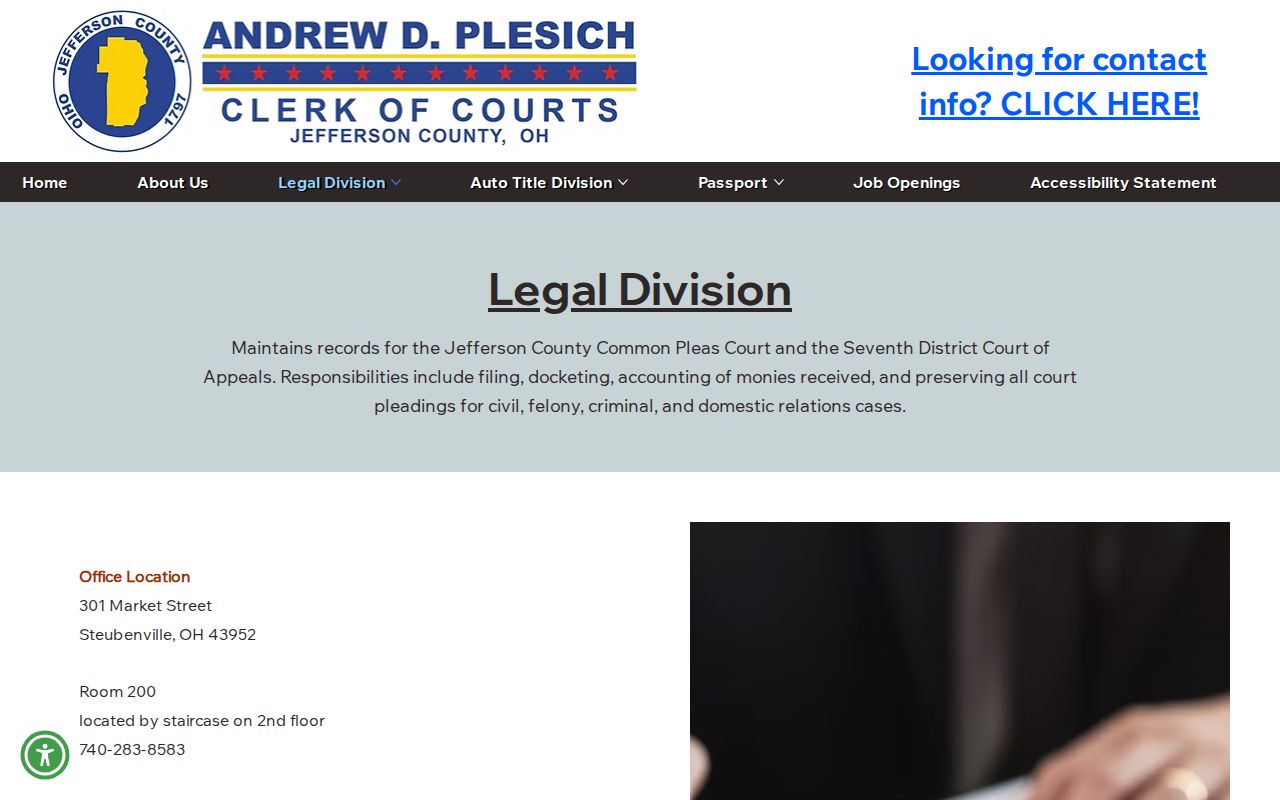 Jefferson County criminal docket Legal Division records description