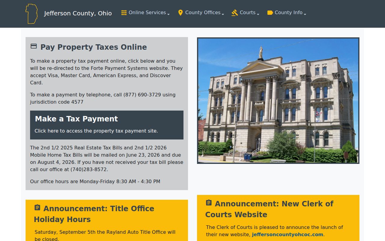 Jefferson County court docket courthouse and clerk access
