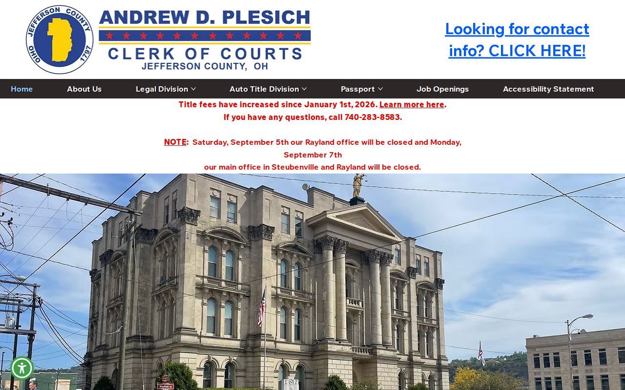 Jefferson County court docket Clerk of Courts office homepage