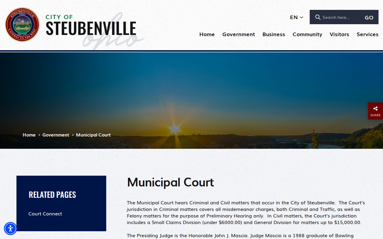 Steubenville court docket Municipal Court official information