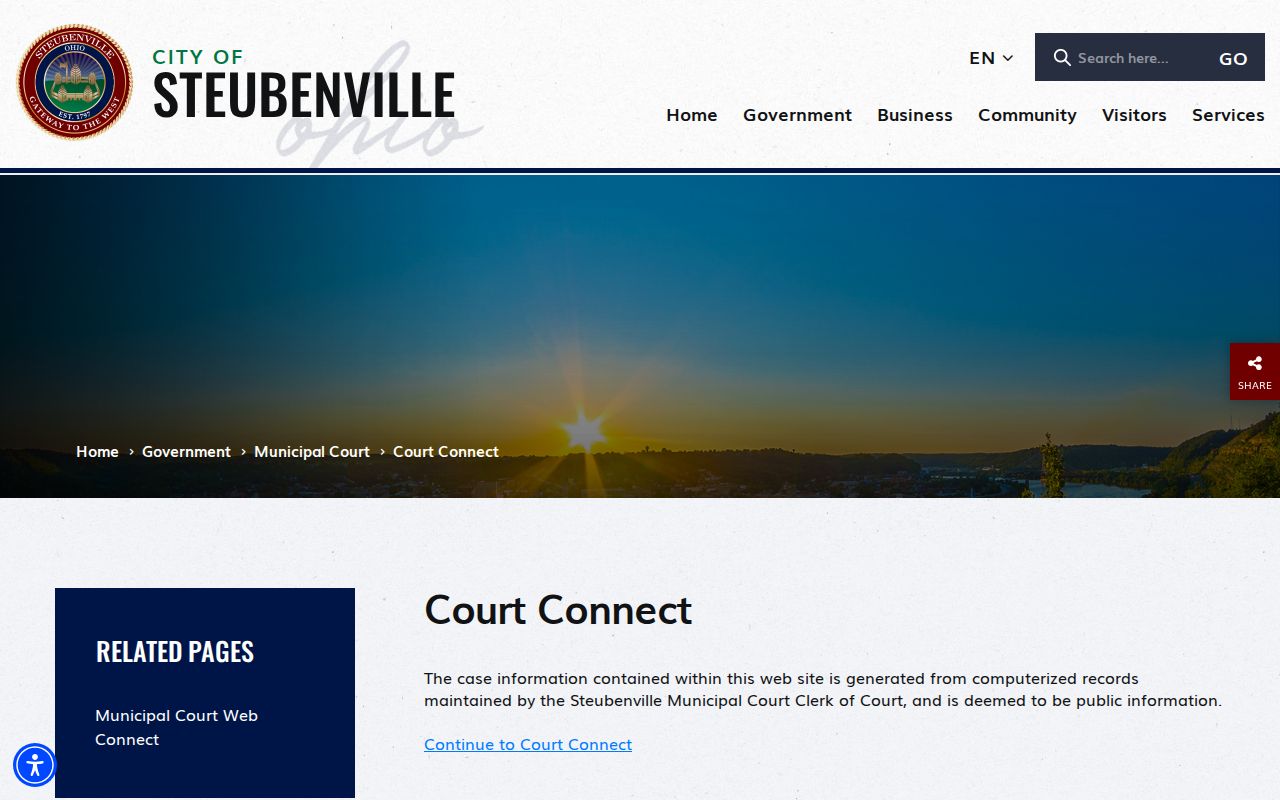 Steubenville court docket Court Connect public records explanation