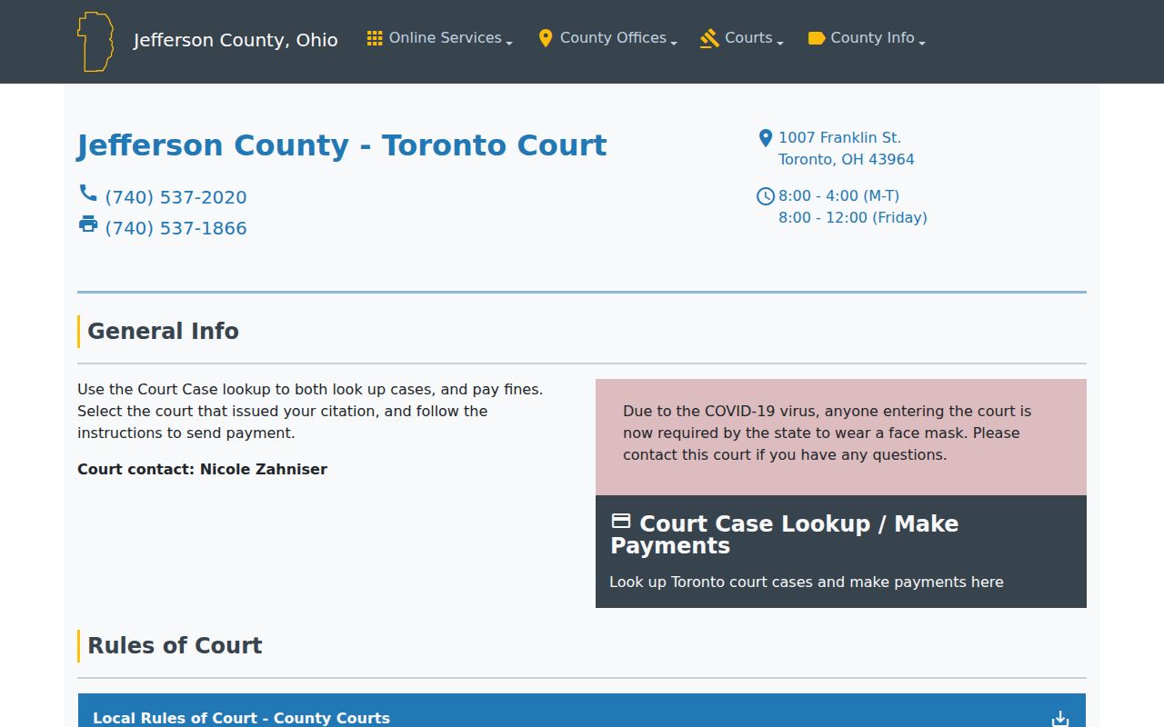 Toronto court docket County Court District I official court information